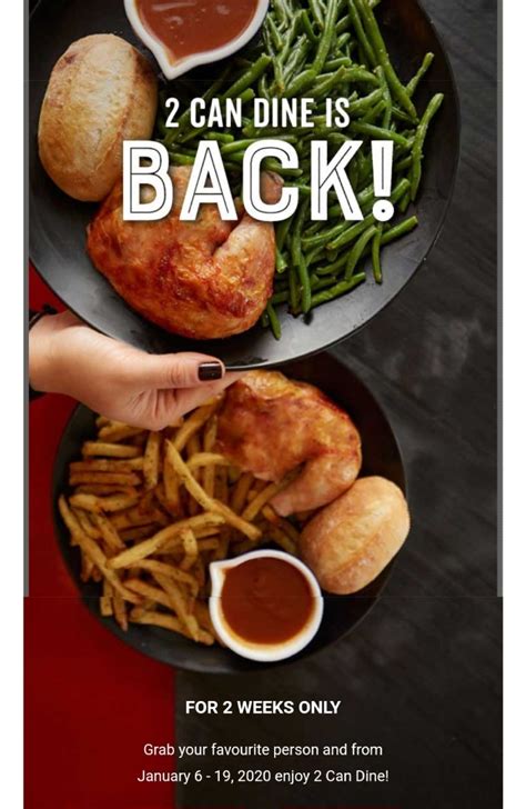 FOR 2 WEEKS ONLY THE SWISS CHALET TWO CAN DINE DEALS ARE BACK!!! ⋆ Discounts and Savings Canada