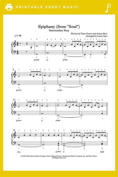 Epiphany from Soul by Trent Reznor and Atticus Ross Piano Sheet Music | Intermediate Level in ...