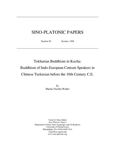 (PDF) Tokharian Buddhism in Kucha: Buddhism of Indo-European Centum ...