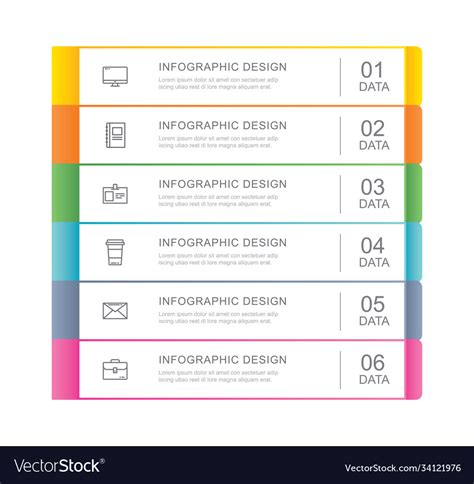 6 data infographics tab index template with thin Vector Image