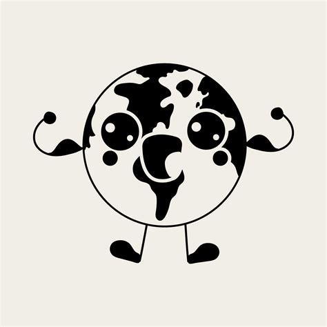 Earth kawaii mascot. Cute character. Vector hand drawn illustration ...