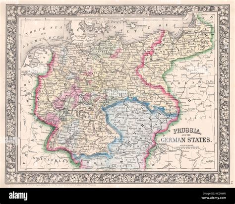 1864, Mitchell, Karte von Preußen und Deutschland Stockfotografie - Alamy