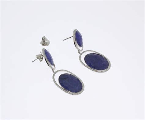 Tanzanite Diamond White Gold Dangle Earrings For Sale at 1stDibs