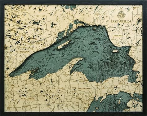 Bathymetric Map Lake Superior - Scrimshaw Gallery