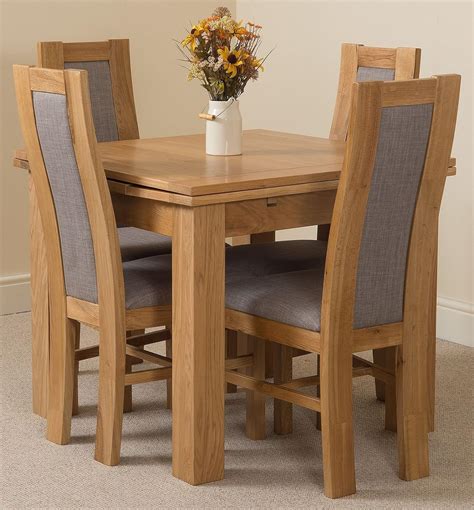 Richmond 90cm - 150cm Square Oak Extending Dining Table and 4 Chairs ...