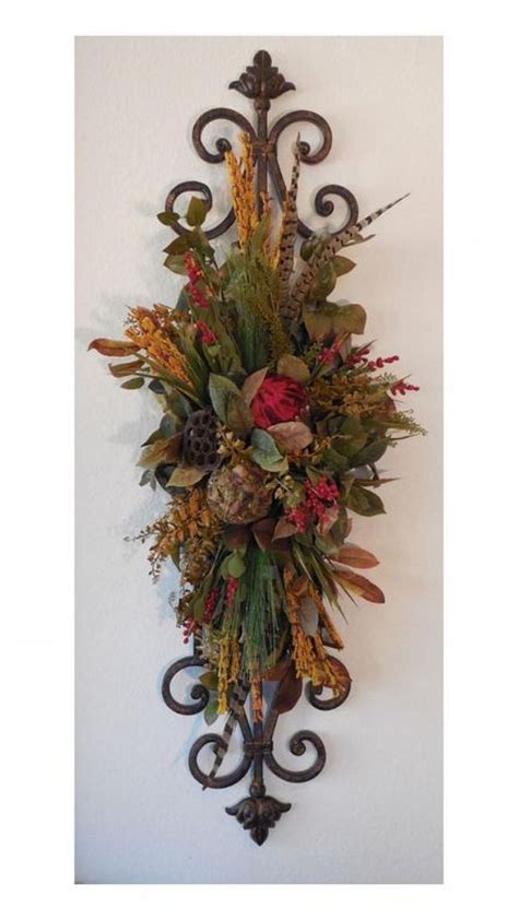 WALL SCONCE DECOR IDEAS | Silk floral arrangements, Dried flower arrangements, Floral wall decor