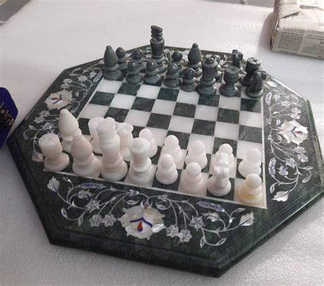 Chess Board Marble With Marble Pieces stone Inlaid & Stone | Etsy India