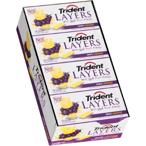 Trident Layers Grape Lemonade Sugar Free Gum 14 Piece Pack (Pack of 12) | Sugar free gum, Gum ...