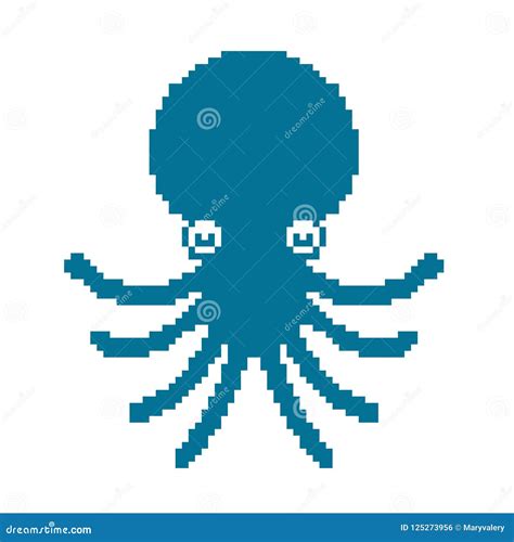 Octopus Pixel Art. Devilfish 8 Bit Stock Vector - Illustration of funny, play: 125273956