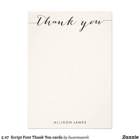 5 x7 Script Font Thank You cards | Zazzle.com | Thank you cards, Script ...