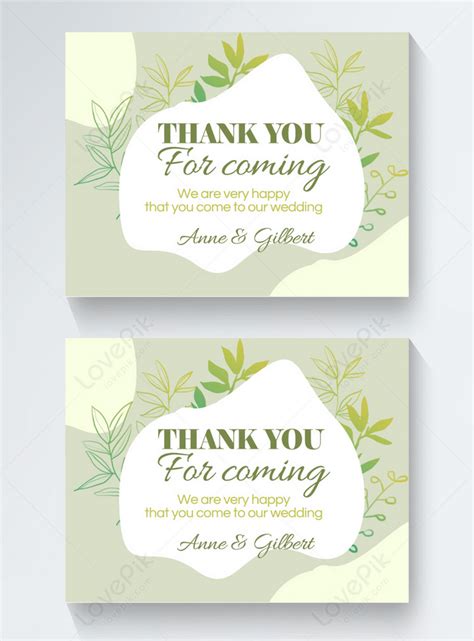 Simple green leaf wedding thank you greeting card template image_picture free download 465533123 ...