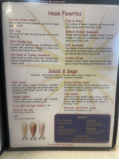 Menu at Hamilton's Diner cafe, Hughson