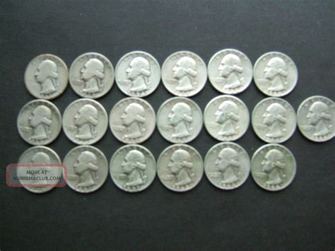 19 Silver Washington Quarters 1932 - 1964