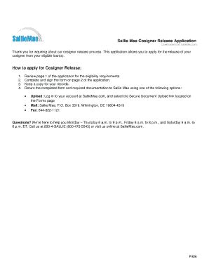 Sallie Mae Cosigner Release Form Pdf - Fill Online, Printable, Fillable, Blank | pdfFiller