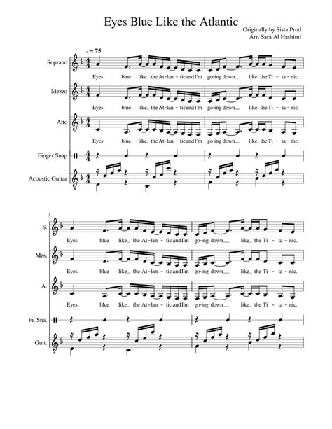 Eyes Blue Like the Atlantic Sheet music for Flute, Guitar, Snap (Mixed Ensemble) | Musescore.com