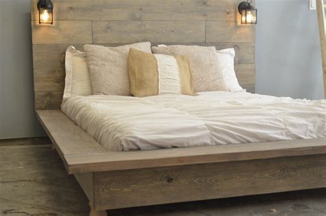 Floating Wood Platform Bed frame with Lighted