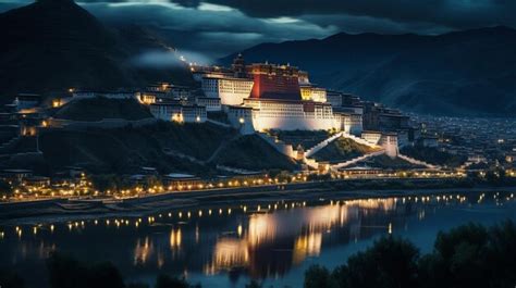 Premium AI Image | Night view of Potala Palace