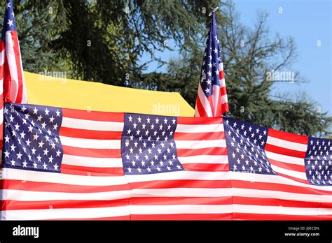 Series of many American flags during a political party Stock Photo - Alamy