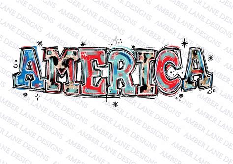 America Patriotic Handwritten Font Png File - Etsy