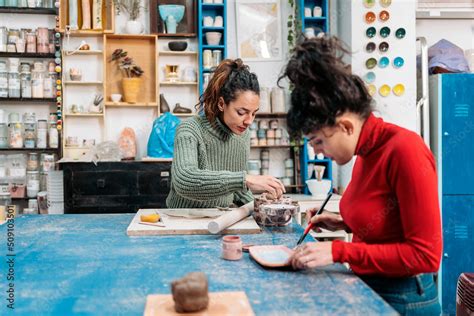 Learning in Pottery Class Stock Photo | Adobe Stock