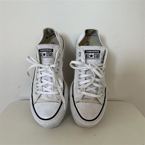 Platform white low top Converse. Kids size 3, fits... - Depop