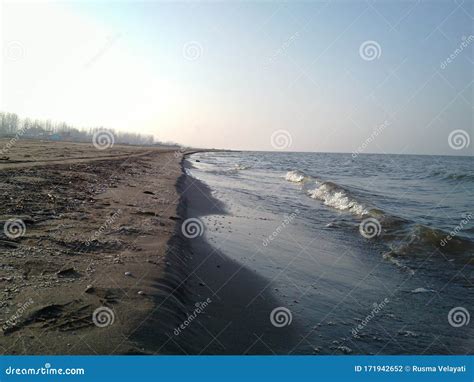 Empty Endless Beach of Caspian Sea, Iran. Stock Photo - Image of tree, sand: 171942652