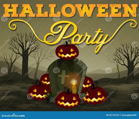 Halloween Scene of Graveyard Stock Vector - Illustration of festival, date: 59710733