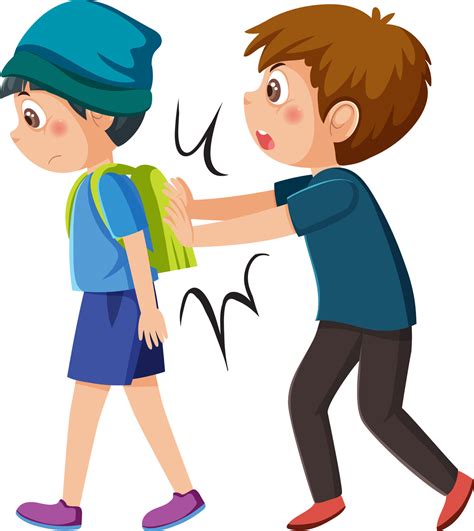 A boy pushing his friend 13499895 Vector Art at Vecteezy