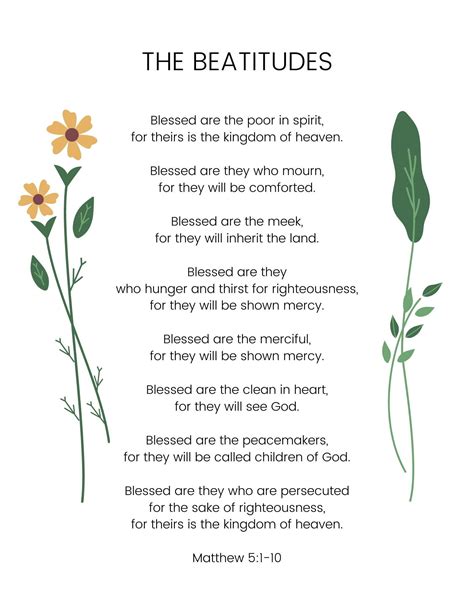 The Beatitudes Christian Scripture Download Print - Etsy