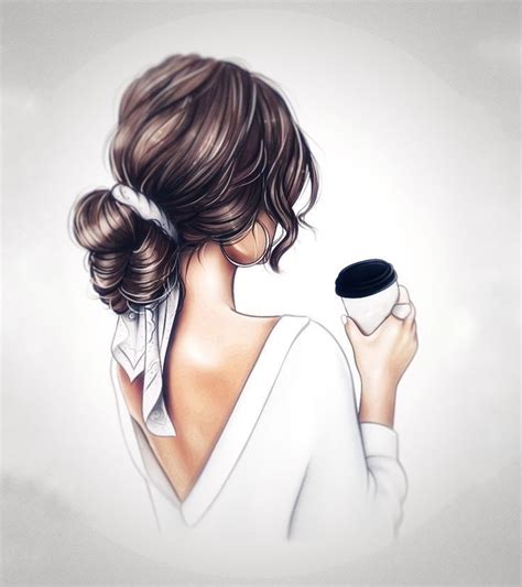 woman drinking coffee | Digital art girl, Fashion art prints, Art girl