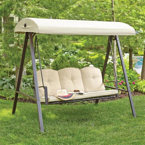 Hampton Bay Cunningham 3-Person Metal Outdoor Swing with Canopy ...