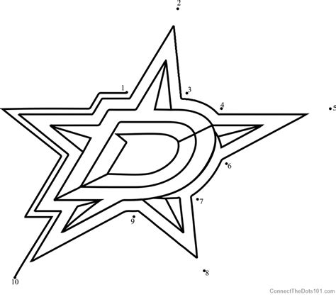 Dallas Stars Logo dot to dot printable worksheet - Connect The Dots