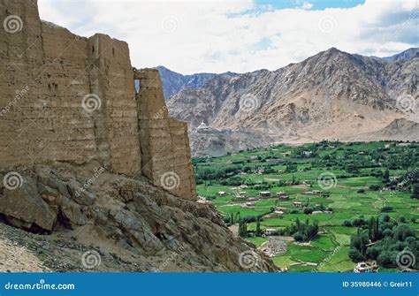 Leh, the Capital of Ladakh Seen from the Hilll with Ruins of Le Stock Photo - Image of ruins ...