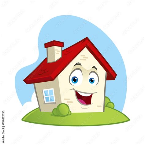 Vector illustration of a funny house, cartoon style vector de Stock | Adobe Stock