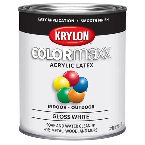 Krylon Gloss COLORmaxx White Enamel Interior/Exterior Paint (1-Quart ...