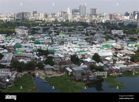 A view of Korail slum, one of Bangladesh's largest slums in Gulshan ...