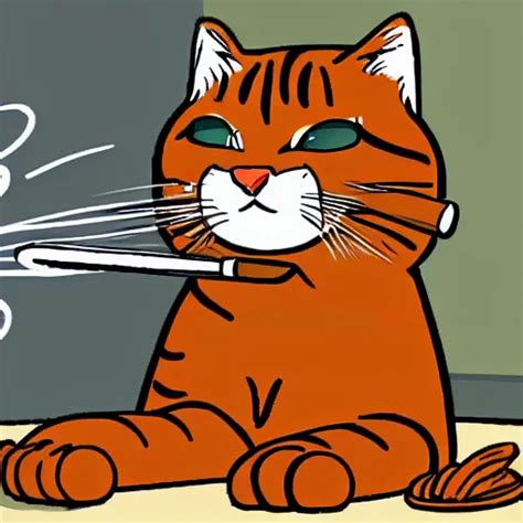 a red tabby cat smoking a big cigar, realistic cartoon | Stable Diffusion | OpenArt