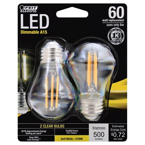 Feit Electric LED 60 Watt A15 Filament Soft White Clear Light Bulbs - Shop Light Bulbs at H-E-B