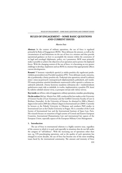 (PDF) Rules of Engagement - Some Basic Questions and Current Issues