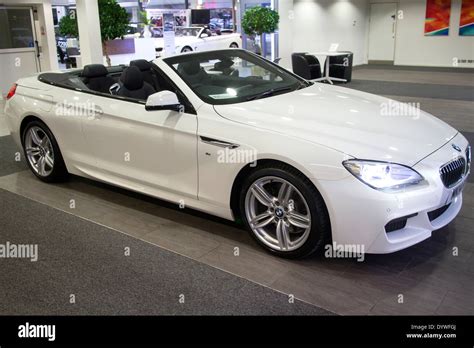 Brand new White BMW 6 Series M Sport Convertible 2 door 640d with Stock Photo, Royalty Free ...