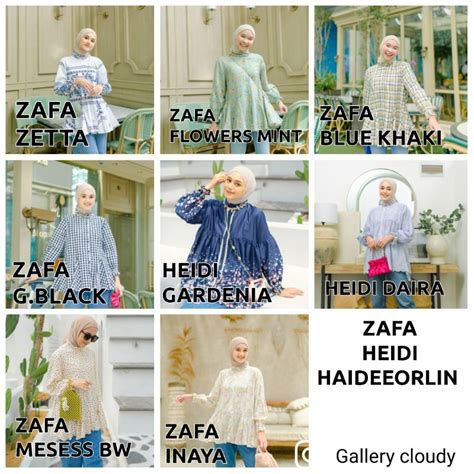 Jual SIAP KIRIM ZAFA BLOUSE MESSES BROKEN WHITE GINGHAM BLACK ZETTA BLUE KHAKI FLOWERS MINT BY ...