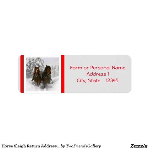 Horse Sleigh Return Address Labels Template | Address label template, Return address labels ...