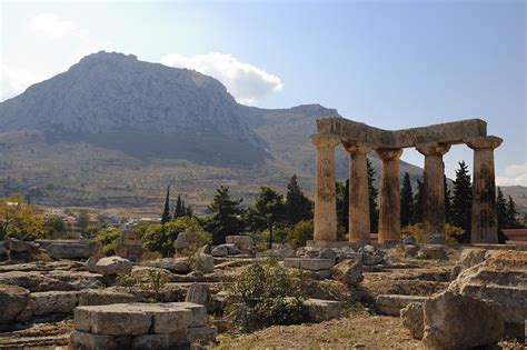 Ancient Corinth - Temple of Apollo | with the Acrocorinth in… | Flickr