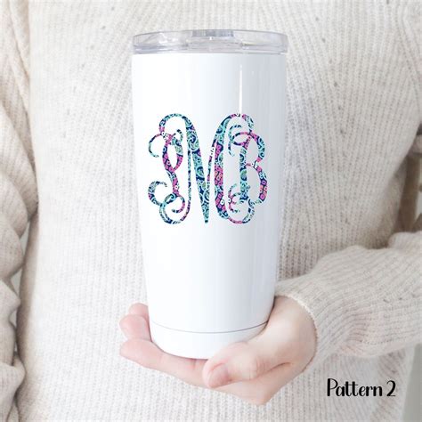 Monogram Decal Stickers for Water Bottles, Monogrammed Patterned ...