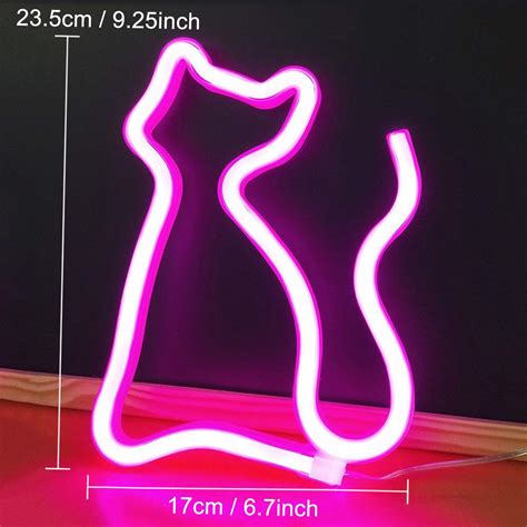 Buy XIYUNTE Cat Neon Sign, Pink Neon Light Signs for Wall Decor, Battery or USB Operated Cat ...