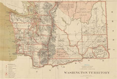 Washington Territory Map c.1879 Antique Art, Printed Gift Idea, Home ...