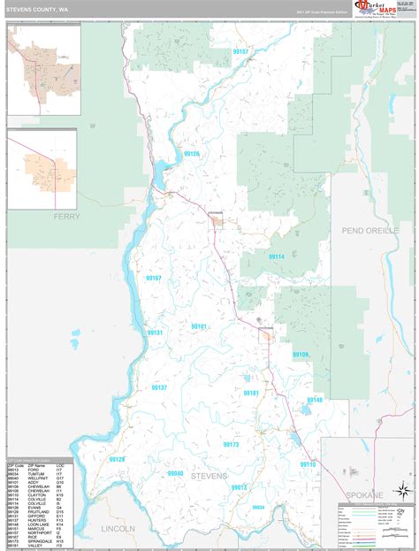 Stevens County, WA Wall Map Premium Style by MarketMAPS