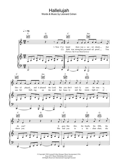 Hallelujah Piano Sheet Music Free Printable - Free Printable