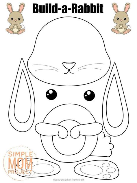 Woodland Animal Cut and Paste Craft Templates - Simple Mom Project Store | Rabbit crafts ...