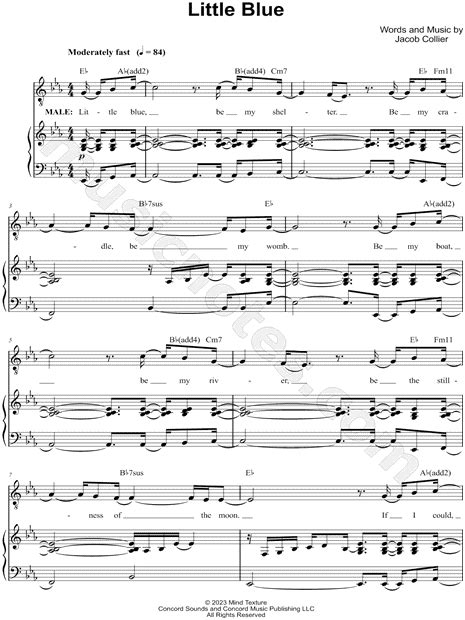 Jacob Collier feat. Brandi Carlile "Little Blue" Sheet Music in Eb ...